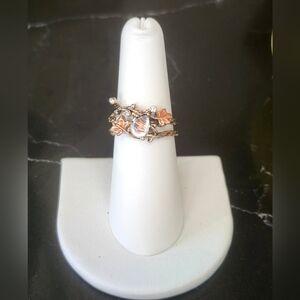 Moonstone Gold Leaf Floral Ring Sz 7